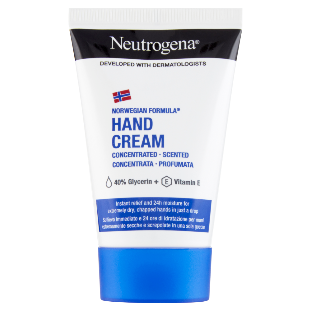 Neutrogena Crema Mani Concentrata Profumata 50ml – Formula Norvegese con 40% Glicerina