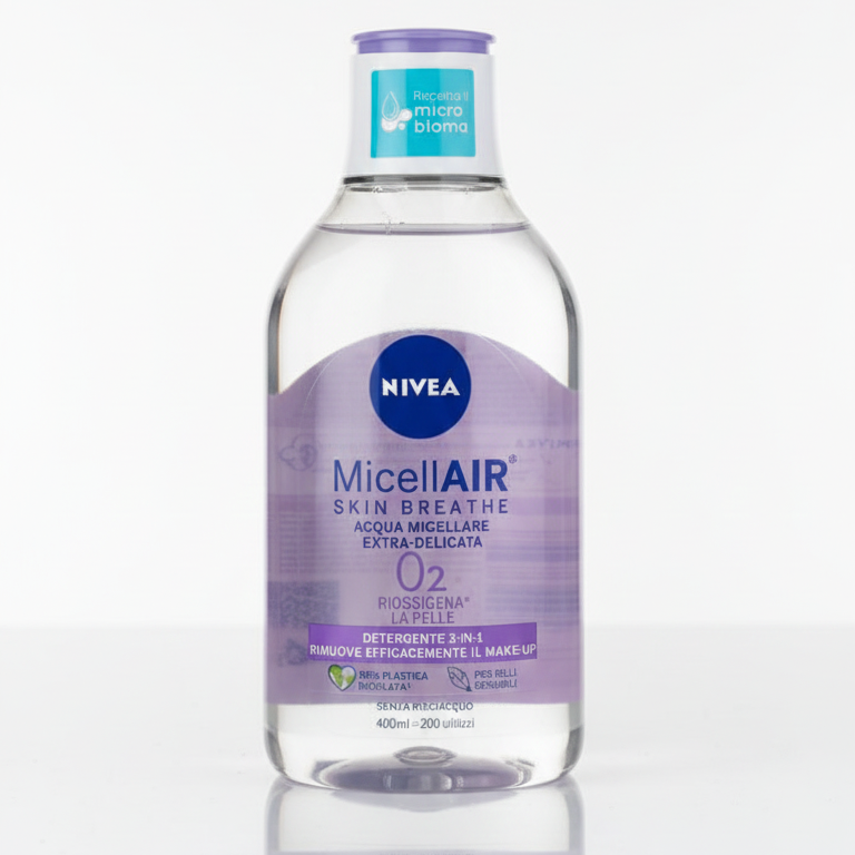 NIVEA MicellAIR Acqua Micellare Extra Delicata 3in1 | 400 ml | Ossigenante O2 per Pelli Sensibili | Formula Vegana e Rispetto Microbioma – Pulizia Senza Risciacquo