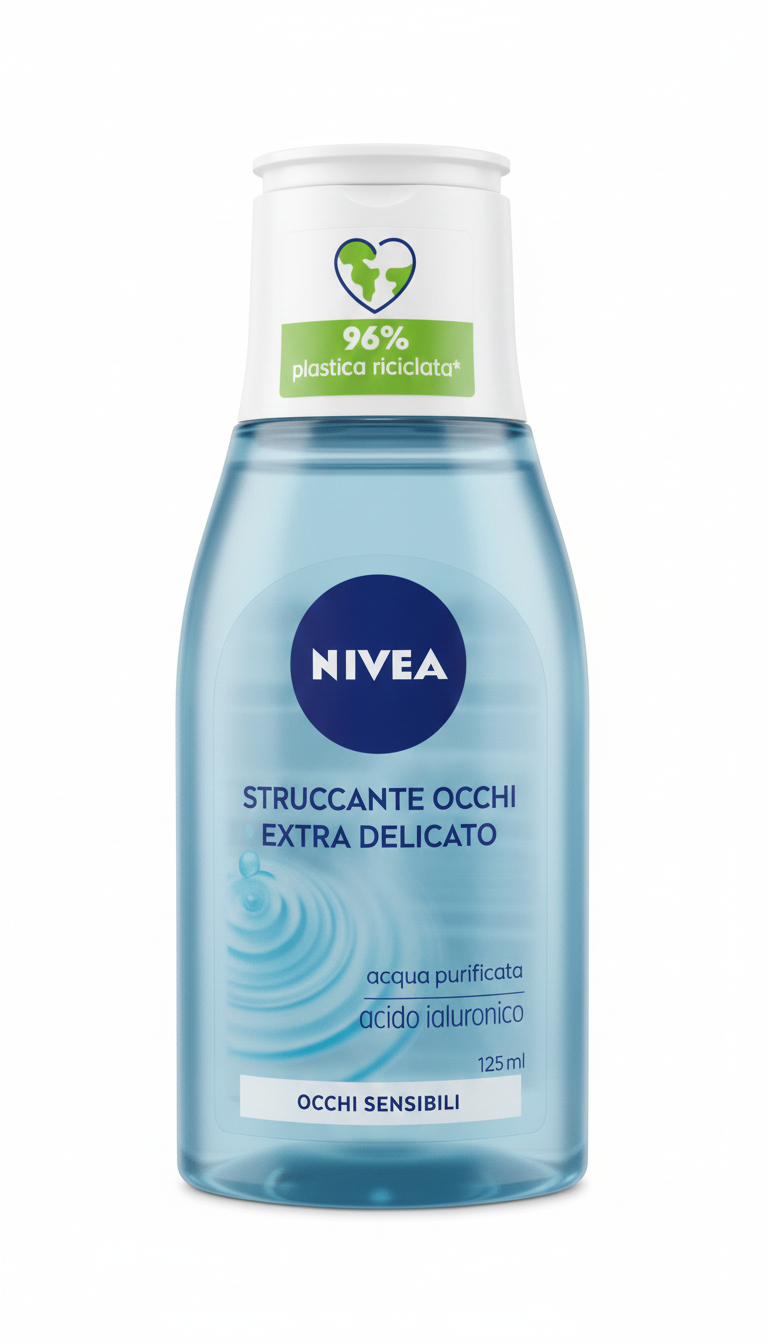 NIVEA Struccante Occhi Extra Delicato 125 ml - Acido Ialuronico, Occhi Sensibili, 96% Naturale