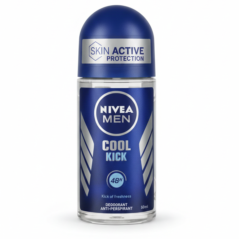 NIVEA Men Cool Kick Roll-On 50ml – Deodorante Antitraspirante con Acqua di Cactus e Freschezza 48H