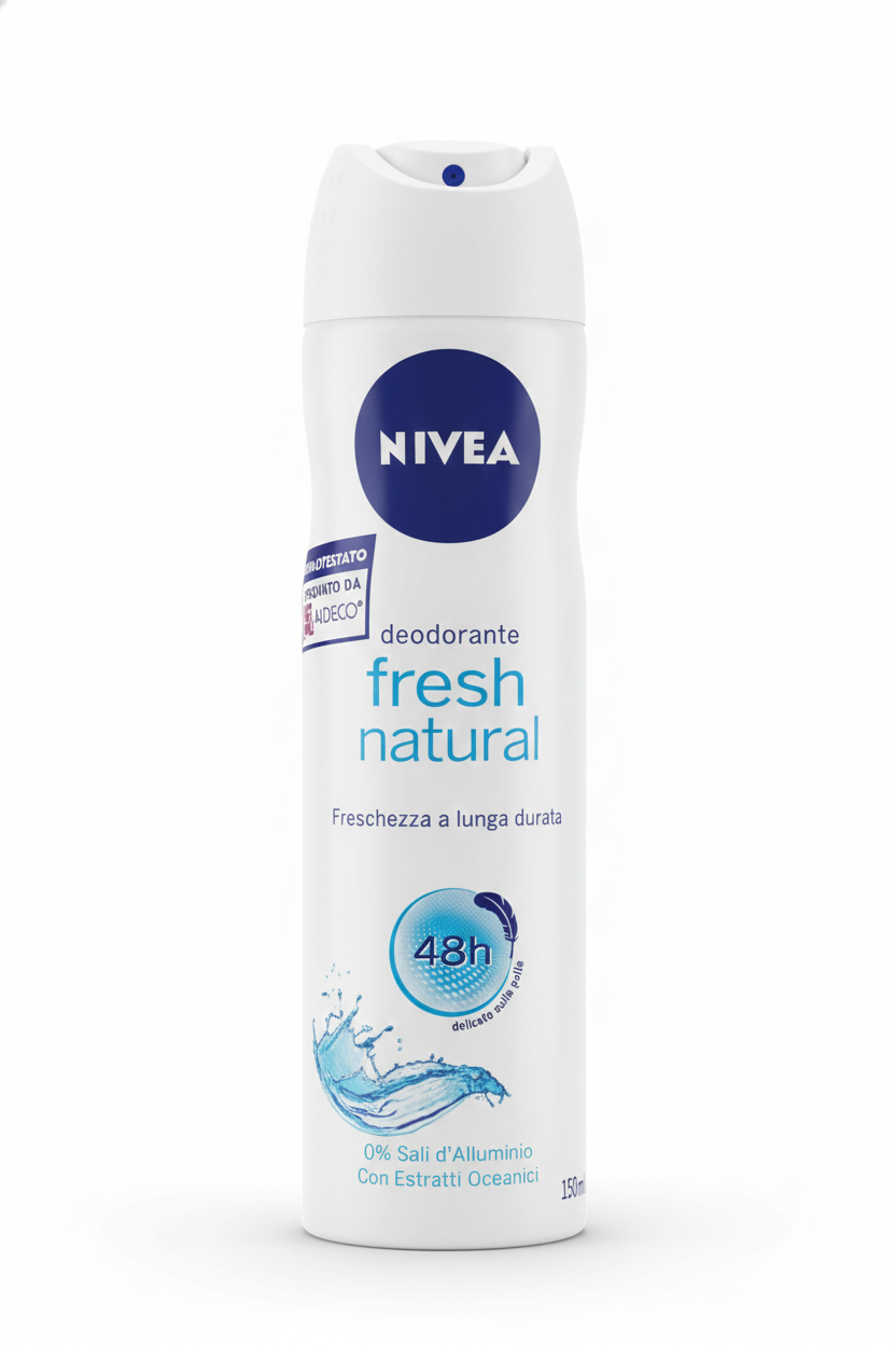 NIVEA Deo Spray Fresh Natural 150ml | 0% Sali di Alluminio | Protezione 48h con Estratti Oceanici & Tecnologia Infinifresh