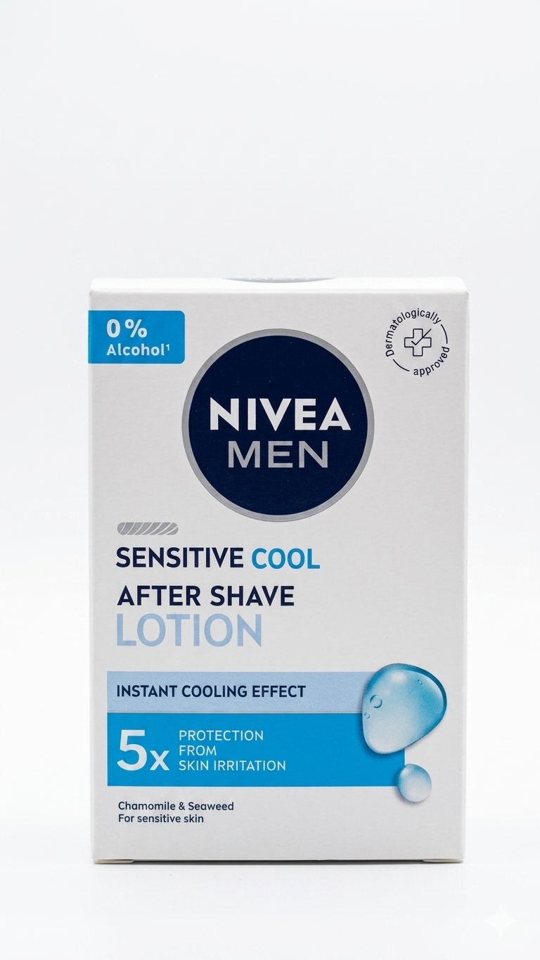 Nivea Men Sensitive Cool Lozione Dopobarba 100ml – 0% Alcool con Camomilla ed Estratti Marini – Soluzione Anti-Irritazione