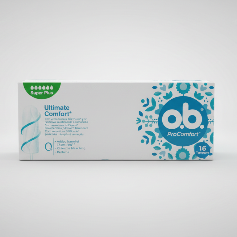o.b. ProComfort Super Plus 16 Tamponi Interni | Tecnologia Dynamic Fit™ per Flussi Molto Intensi | Rivestimento SilkTouch™ per Inserimento Facile e Comfort Estremo
