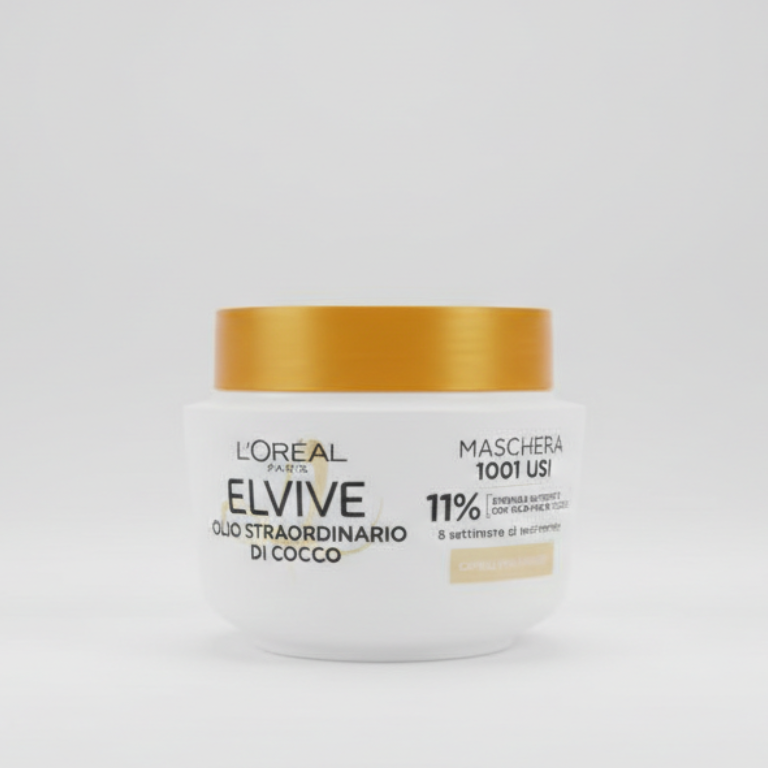 L'Oréal Elvive Maschera Olio Straordinario Cocco 300ml – Trattamento Multiuso 3-in-1 con Olio Extra-Fine per Capelli Secchi e Normali