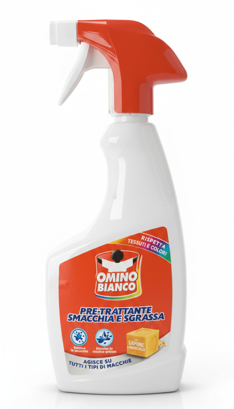 Omino Bianco Smacchia & Sgrassa 2in1 Pre-Trattante 500ml – Con Sapone di Marsiglia