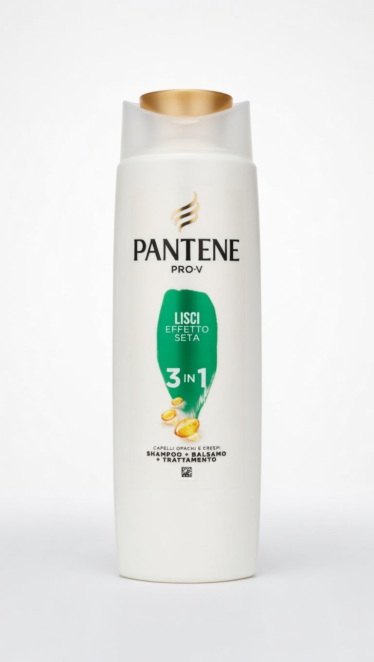 Pantene Pro-V Shampoo 3in1 Lisci Effetto Seta 225ml | Shampoo + Balsamo + Trattamento | Formula Pro-V con Antiossidanti per Capelli Opachi e Crespi