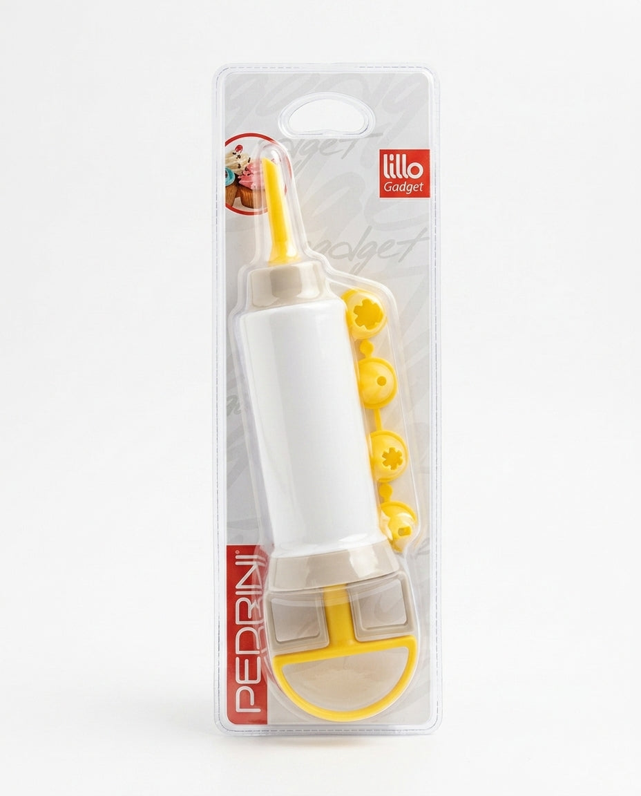 PEDRINI Lillo Gadget Siringa Decoratrice per Dolci con 5 beccucci, siringa dosatrice per pasticceria e decorazioni di panna, creme, biscotti e dolci, Art. 0152.