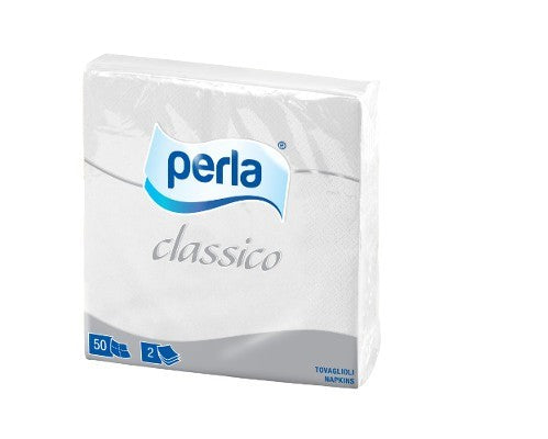 PERLA Tovaglioli di Carta 33x33 cm | 50 Pezzi | Doppia Ovatta 2 Veli | Morbidi e Resistenti per Tavola ed Eventi