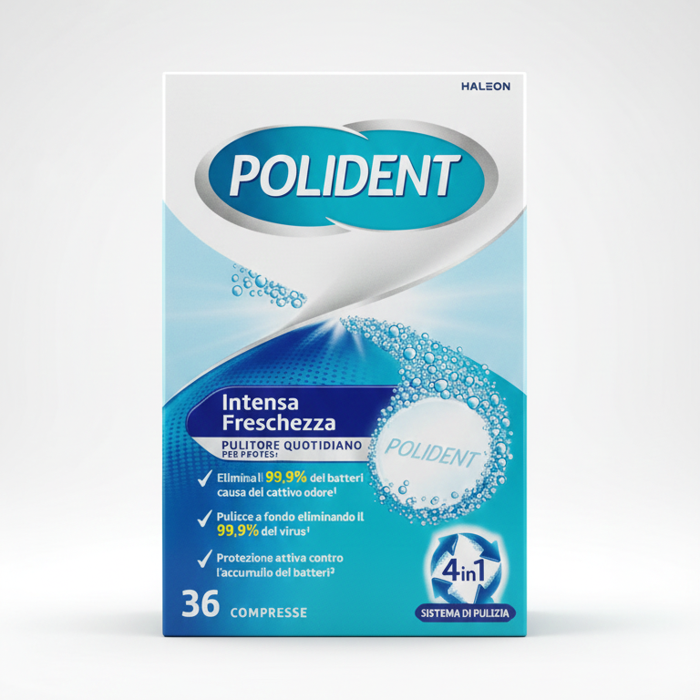 Polident Compresse Pulizia Protesi 36 Pezzi - Intensa Freschezza, Elimina Virus & Batteri