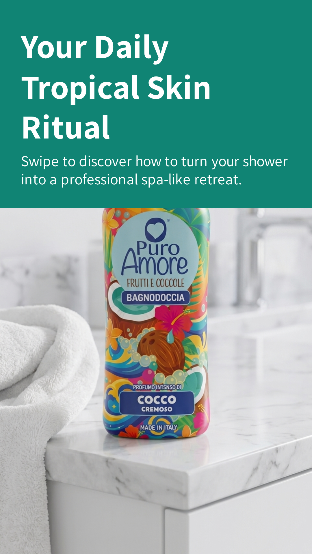 Puro Amore Frutti e Coccole Bagnodoccia Cocco Cremos 650ml – Profumo Intenso, Formula Naturale >95% Made in Italy
