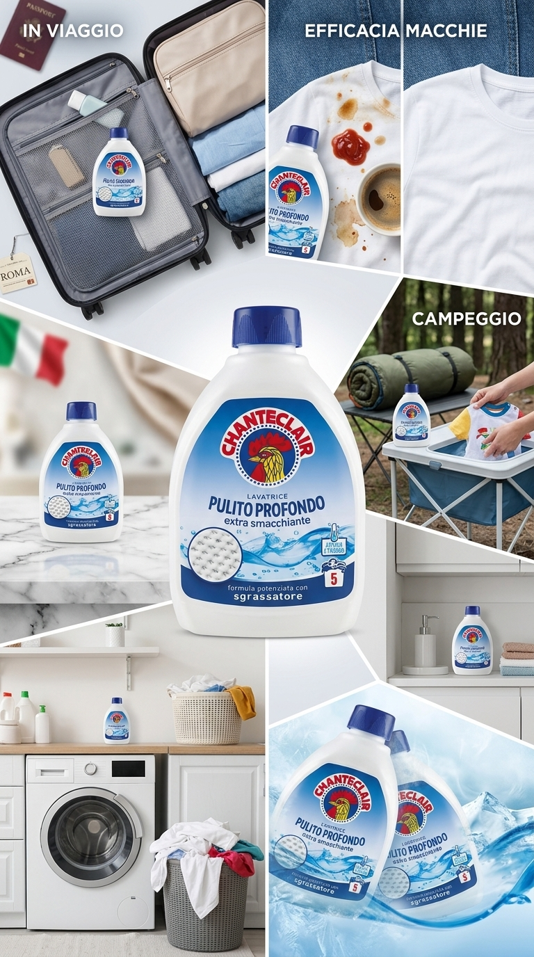 Chanteclair Lavatrice Pulito Profondo Extra Smacchiante 225 ml – Detergente Concentrato da Viaggio Attivo a Freddo