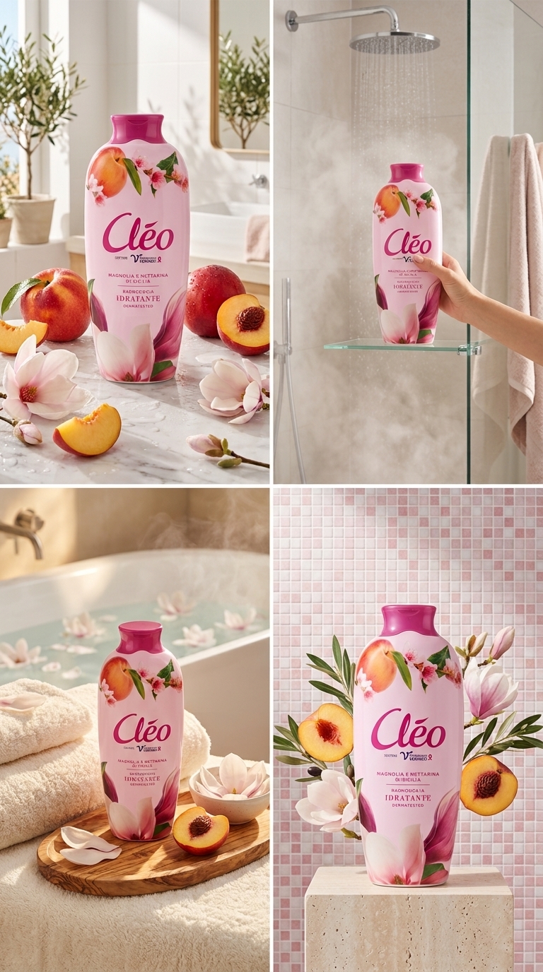 Cléo Bagnodoccia Idratante Magnolia e Nettarina di Sicilia 750 ml | Formula Delicata con Ingredienti di Origine Naturale | Profumazione Fiorita e Fruttata | Dermatologicamente Testato | Made in Italy