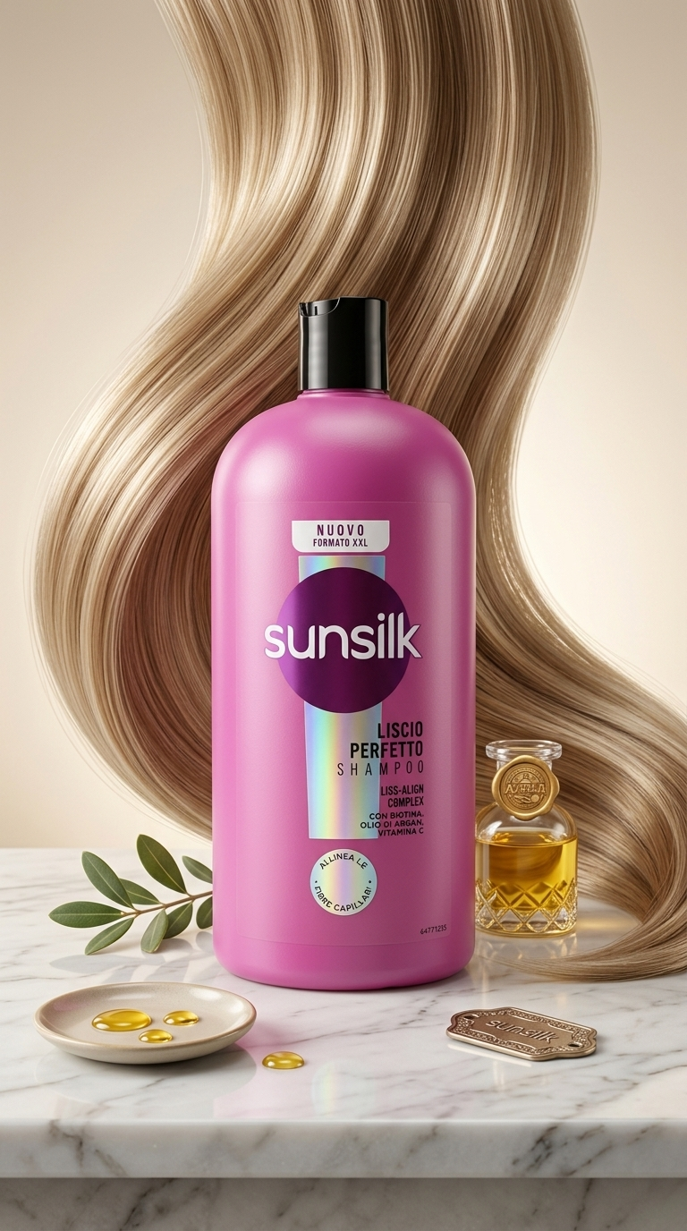 Sunsilk Shampoo Liscio Perfetto Liss-Align Complex Biotina Olio di Argan Vitamina C Formato XXL 810 ml – Azione Allineante Disciplinante Anti-Crespo