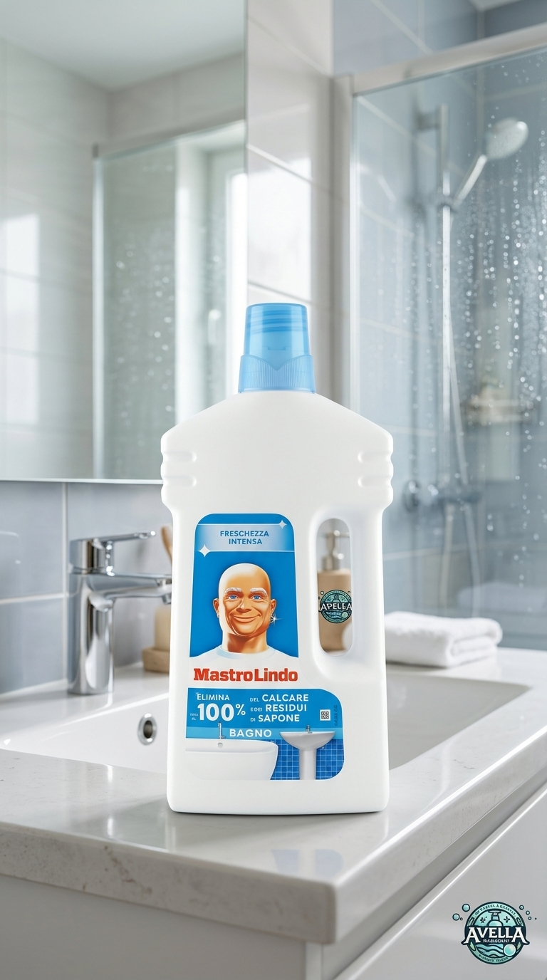 Mastro Lindo Detergente Bagno Elimina Calcare e Residui di Sapone Freschezza Intensa 1 Litro – Igiene Brillante Anti-Macchia