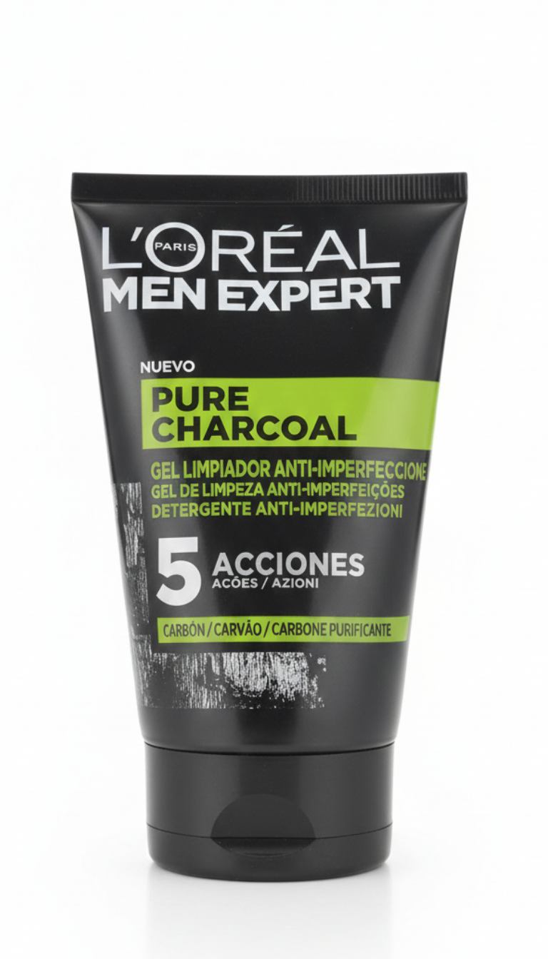 Gel Detergente Viso Anti-Imperfezioni Pure Charcoal al Carbone Nero 100ml – L'Oréal Men Expert