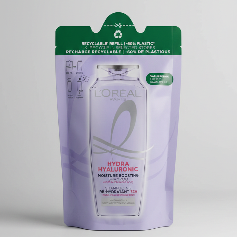 L'Oréal Elvive Shampoo Hydra Hyaluronic Eco-Ricarica 250 ml – flacone ricarica sostenibile per capelli disidratati con acido ialuronico, idratazione 72 ore