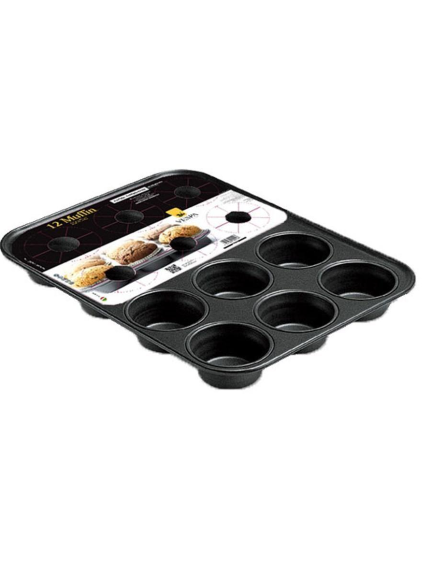 Vespa Stampo 12 Muffin 35x26,5 cm in Acciaio Antiaderente – Teglia Professionale per Pasticceria – Altezza 3 cm – Made in Italy