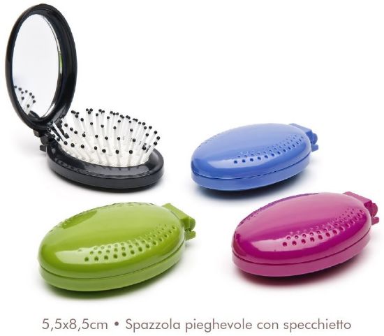 Guenzani 189 Spazzola da Viaggio Pieghevole con Specchio Ovale Integrato | Design Lotus Compatto & Salvaspazio | Ideale per Borsa e Travel Kit | Setole Delicate