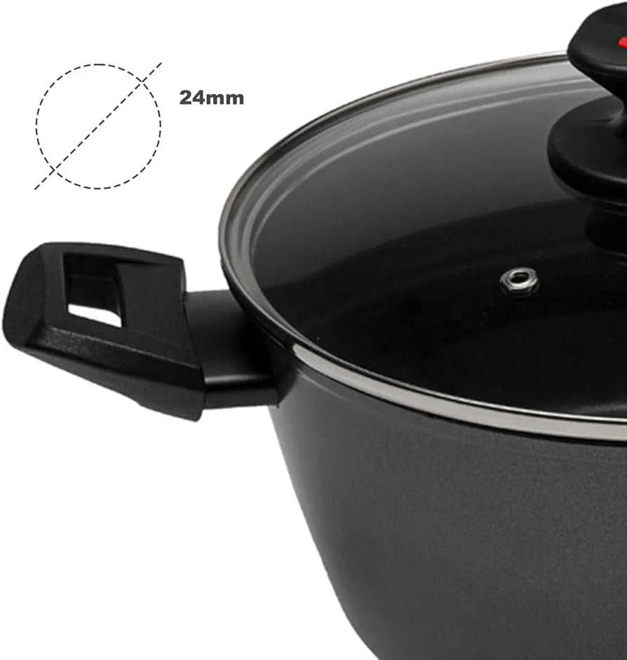 Zanetti Evolution Casseruola Antiaderente 24 cm con Coperchio | Fondo Induzione | Spessore 4 mm | Doppio Manico Soft Touch