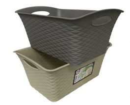 Cestino Portaoggetti LEGA Rattan 4,5 Litri – Organizer Multiuso con Maniglie – Scatola Contenitore Effetto Intreccio Rattan – Colori Assortiti