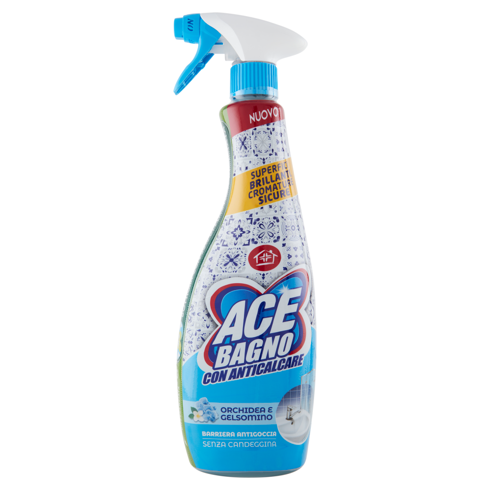 ACE Bagno Anticalcare Orchidea e Gelsomino 600 ml | Spray Superfici Brillanti | Formula Sicura su Cromature
