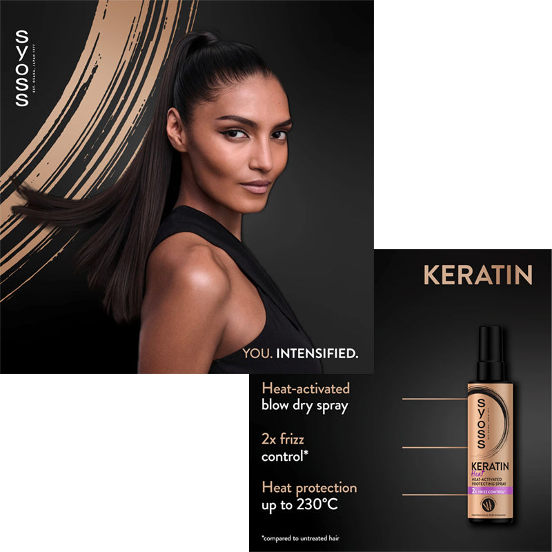 SYOSS Palette Keratin Heat Spray Termoprotettore 200ml | Protezione 230°C | 2x Anti-Crespo | Con Pantenolo e Niacinamide