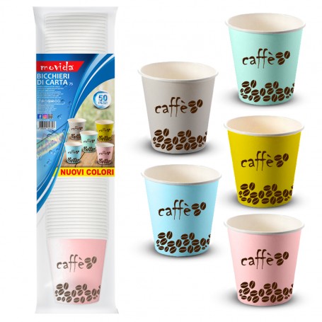 Bicchieri Caffè in Carta Movida 75ml | 50 Pezzi | Design Maiolica Limited Edition | Ideale per Espresso, Catering ed Eventi Eleganti