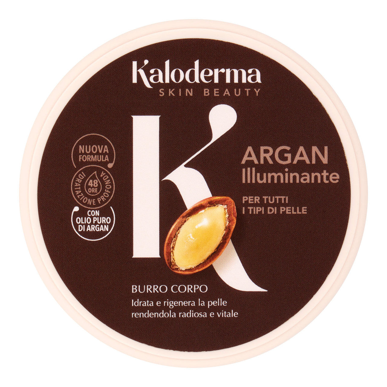 Kaloderma Argan Illuminante Burro Corpo 300ml | Olio Purissimo di Argan | Trattamento Nutriente Intensivo per Viso, Mani e Corpo | Pelle Rigenerata e Vellutata