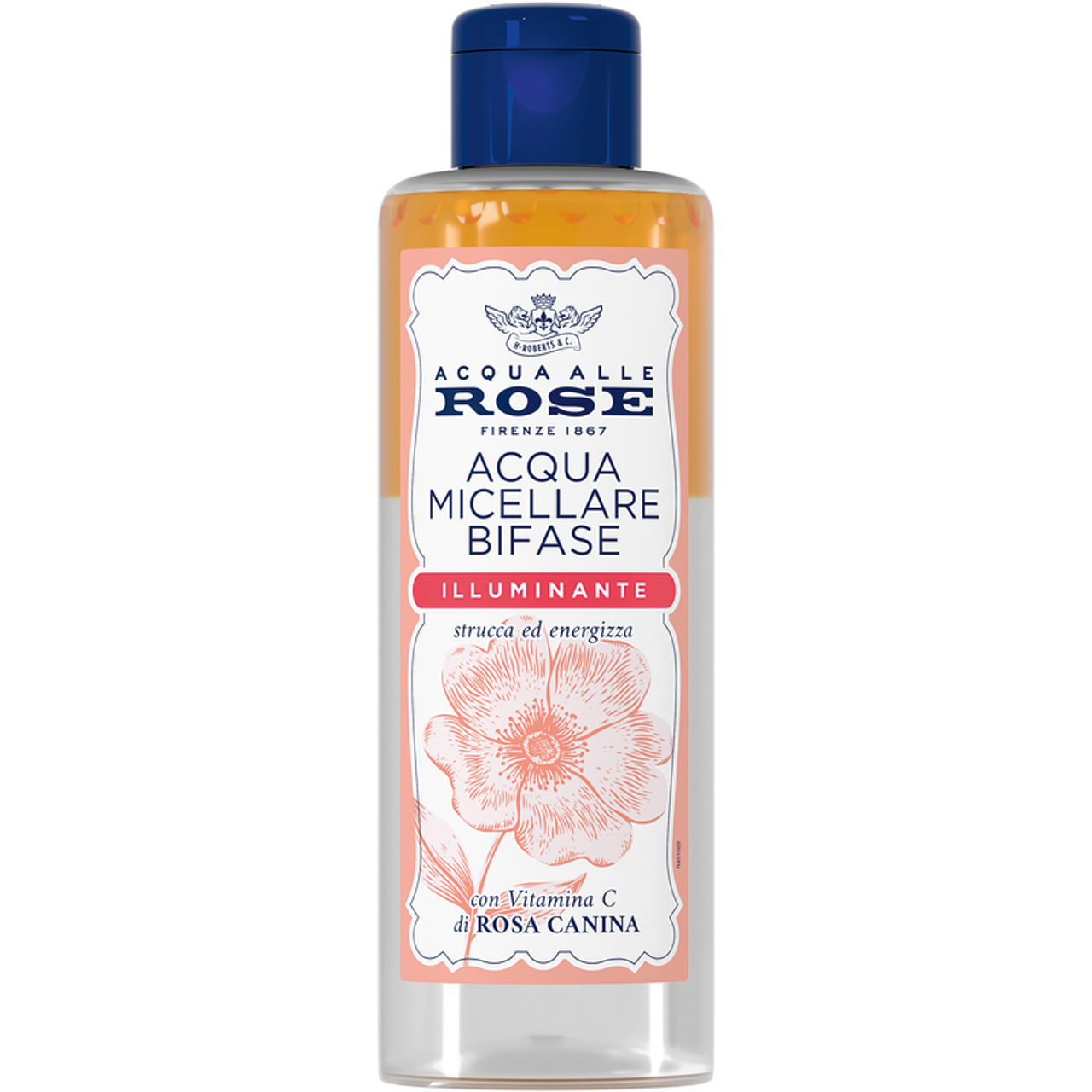 Acqua Alle Rose Acqua Micellare Bifase Illuminante 200ml - Vitamina C e Rosa Canina - Strucca Waterproof - Pelli Spente e Stanche