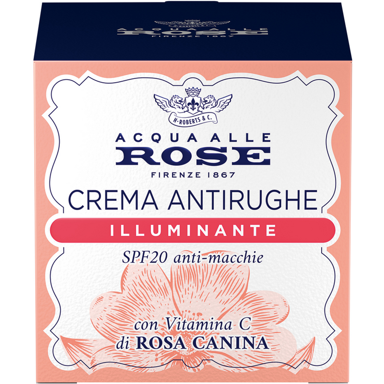 Acqua alle Rose Crema Antirughe Illuminante 50ml - Vitamina C, Rosa Canina, SPF20 - Anti-Macchie, Levigante