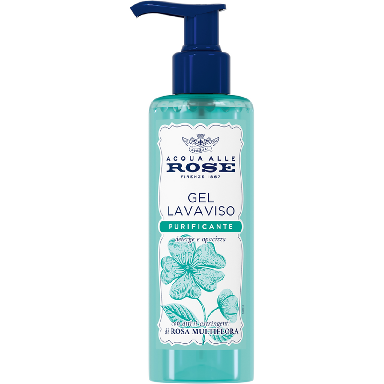 Acqua Alle Rose Gel Lavaviso Purificante 200ml - Acido Glicolico - Pelli Miste/Impure - Riduce Sebo e Pori