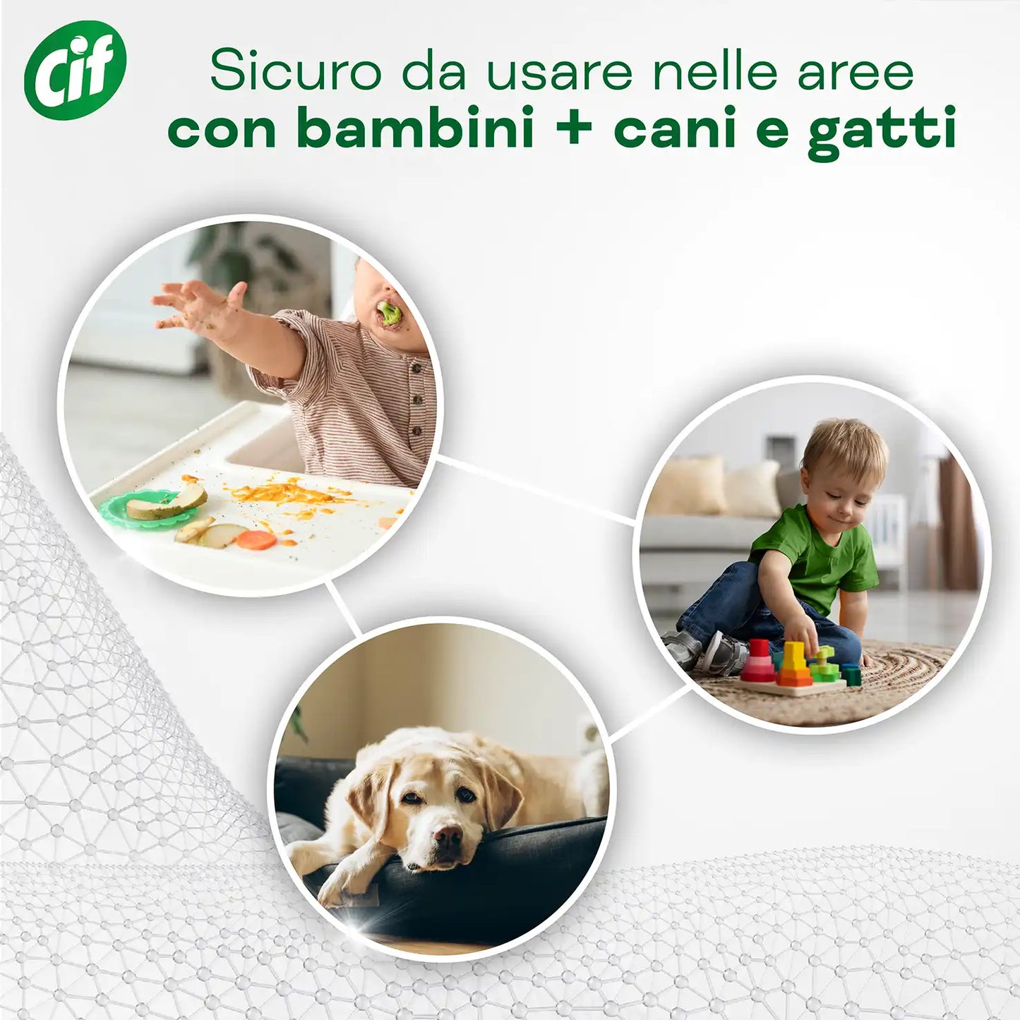 Cif Infinite Clean Spray Multiuso 280ml – Tecnologia Probiotica Attiva 72h – Detergente 3-in-1 per Superfici, Tessuti ed Elettronica – Erogatore Garantito 3 Anni