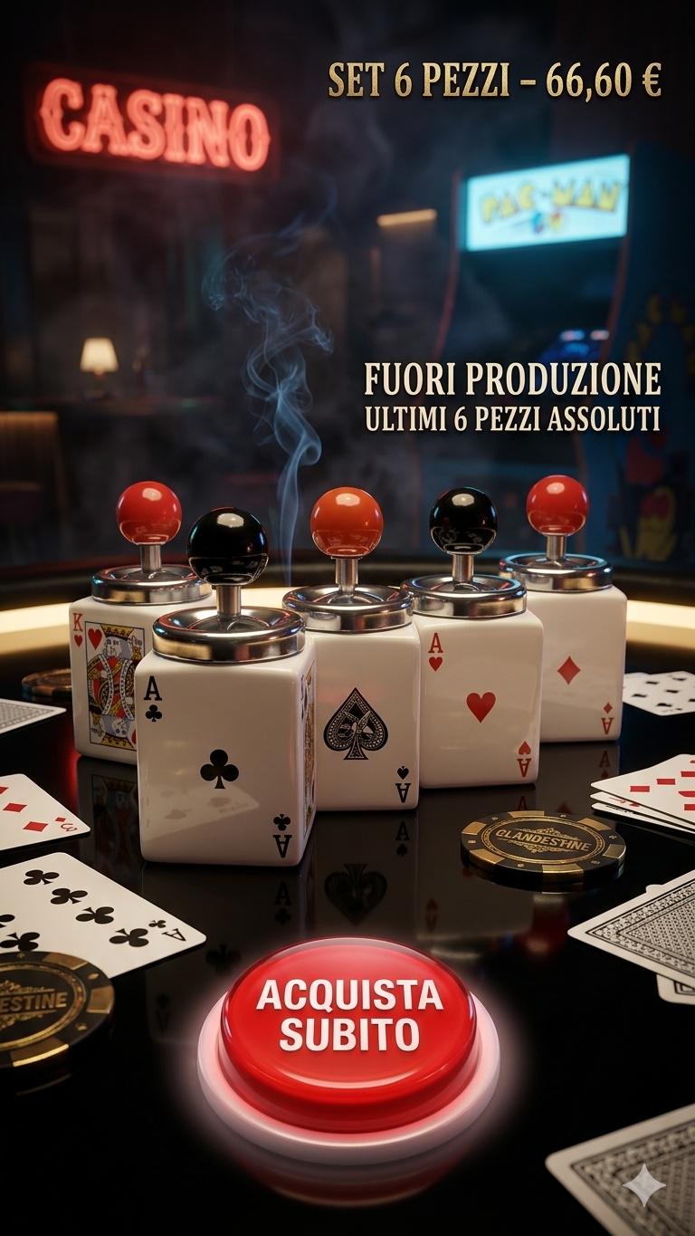 Set 6 Posacenere Push "Royal Cards Edition" – Edizione Rara Fuori Produzione Design Casino & Poker Vintage
