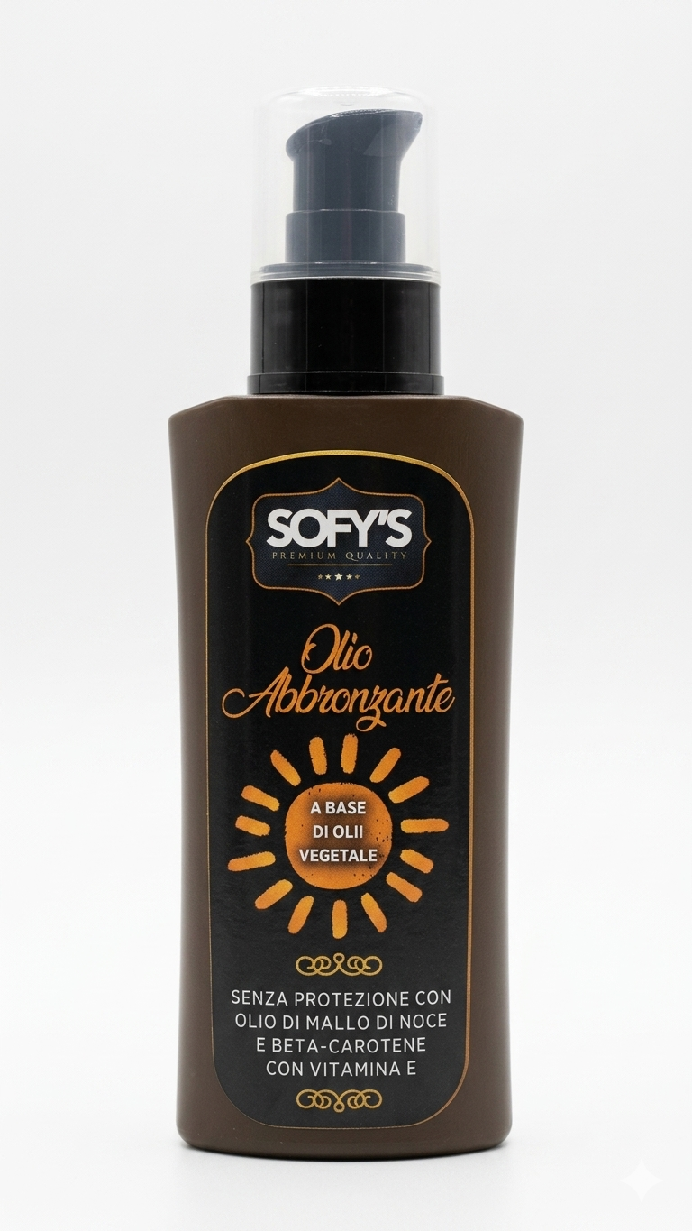 Sofy's Premium Quality Olio Abbronzante 100ml | Con Olio di Mallo di Noce, Beta-Carotene e Vitamina E | Super Abbronzante per Pelli Scuri e Già Abbronzate | Made in Italy