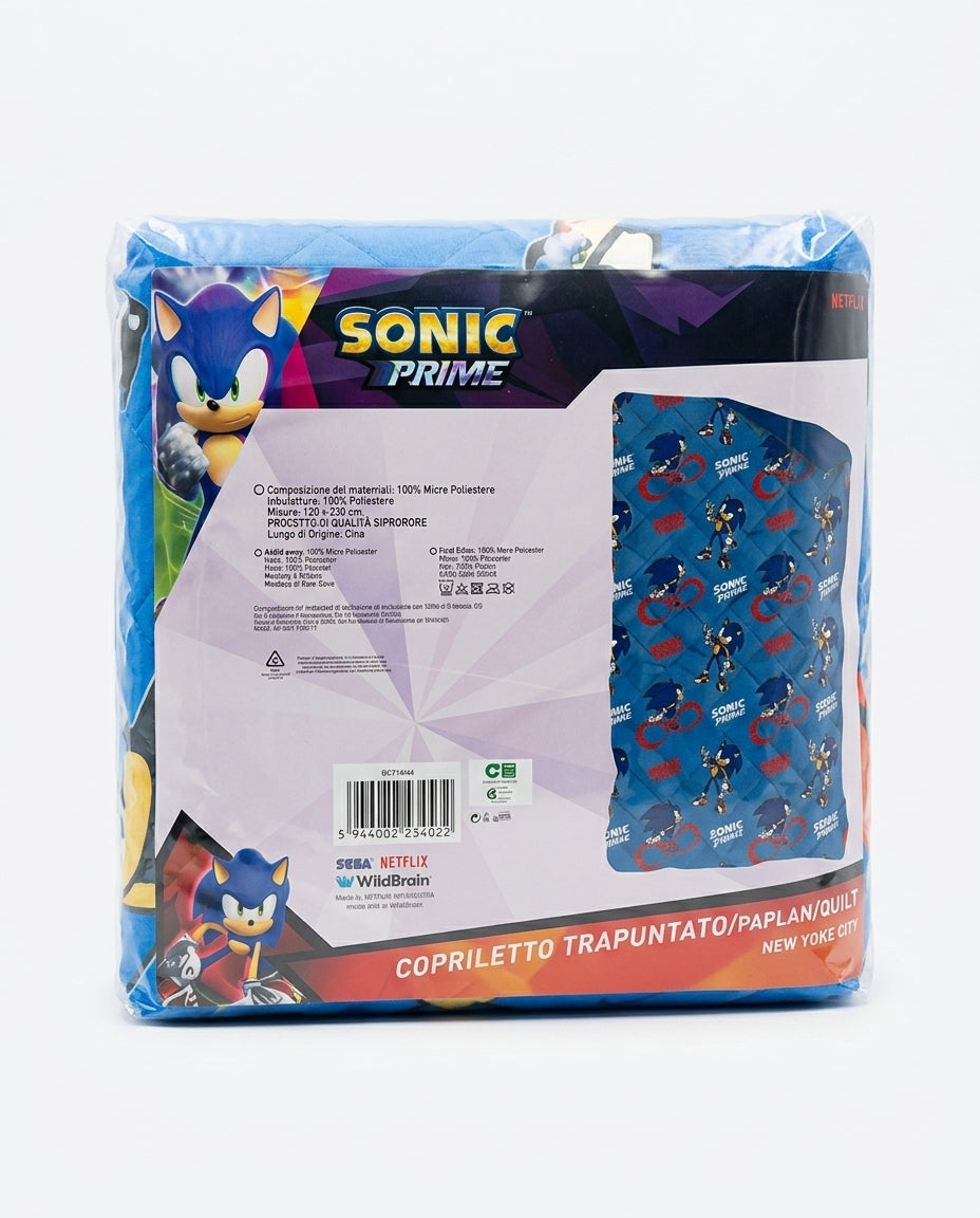 Sonic Prime SCP1966 – Micro Poliestere OEKO-TEX Copriletto Trapuntato 150x250 cm – Morbidezza Anallergica e Isolamento Termico Mezza Stagione