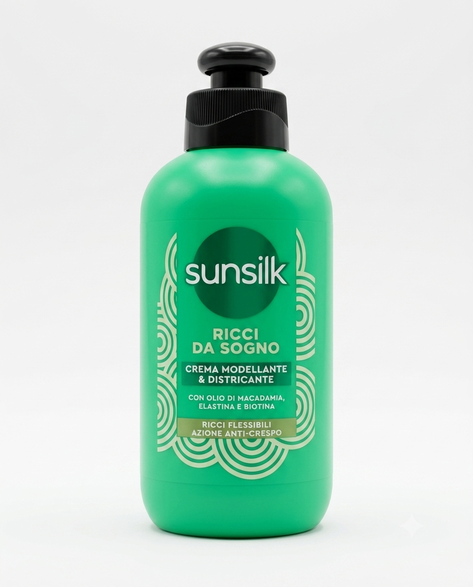 Sunsilk Crema Ricci Definiti 200 ml, crema per capelli senza risciacquo con formula Active Fusion, olio di argan, proteine della seta e biotina, ideale per definire i ricci e aiutare a contrastare l'effetto crespo.
