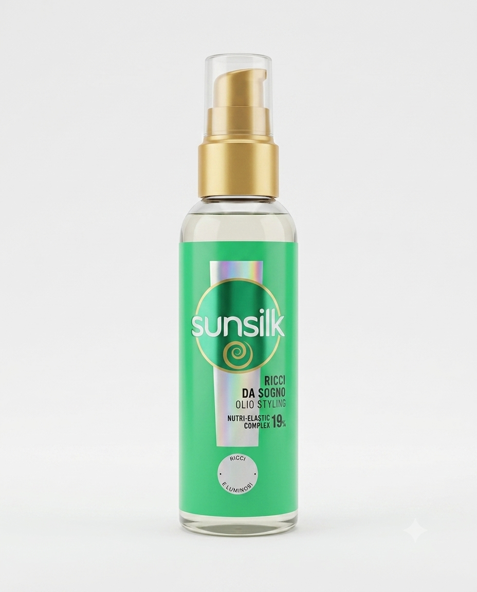 Sunsilk Olio Styling Ricci da Sogno 75ml con Olio di Macadamia, Collagene e Biotina per ricci definiti e anti-crespo.
