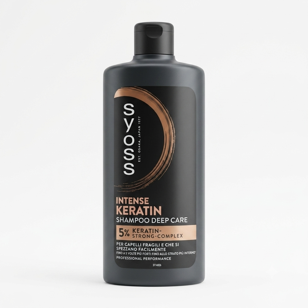 Syoss Intense Keratin Shampoo Deep Care 440 ml con 5% Keratin-Strong Complex per capelli fragili e che si spezzano.