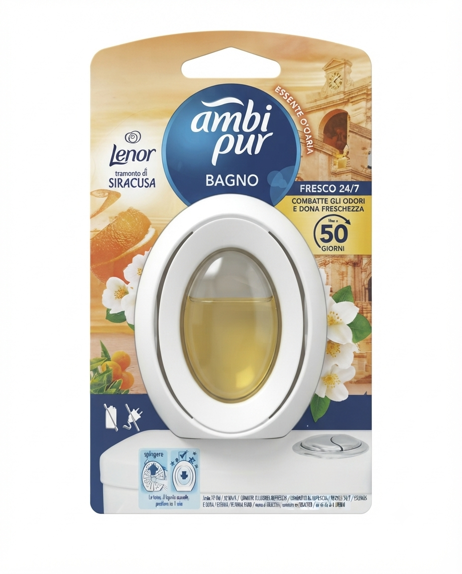 Ambi Pur Bagno Profumatore 2-in-1 (Non Elettrico) - Tecnologia Odour Clear, Elimina & Previene Odori, Fino a 45 Giorni