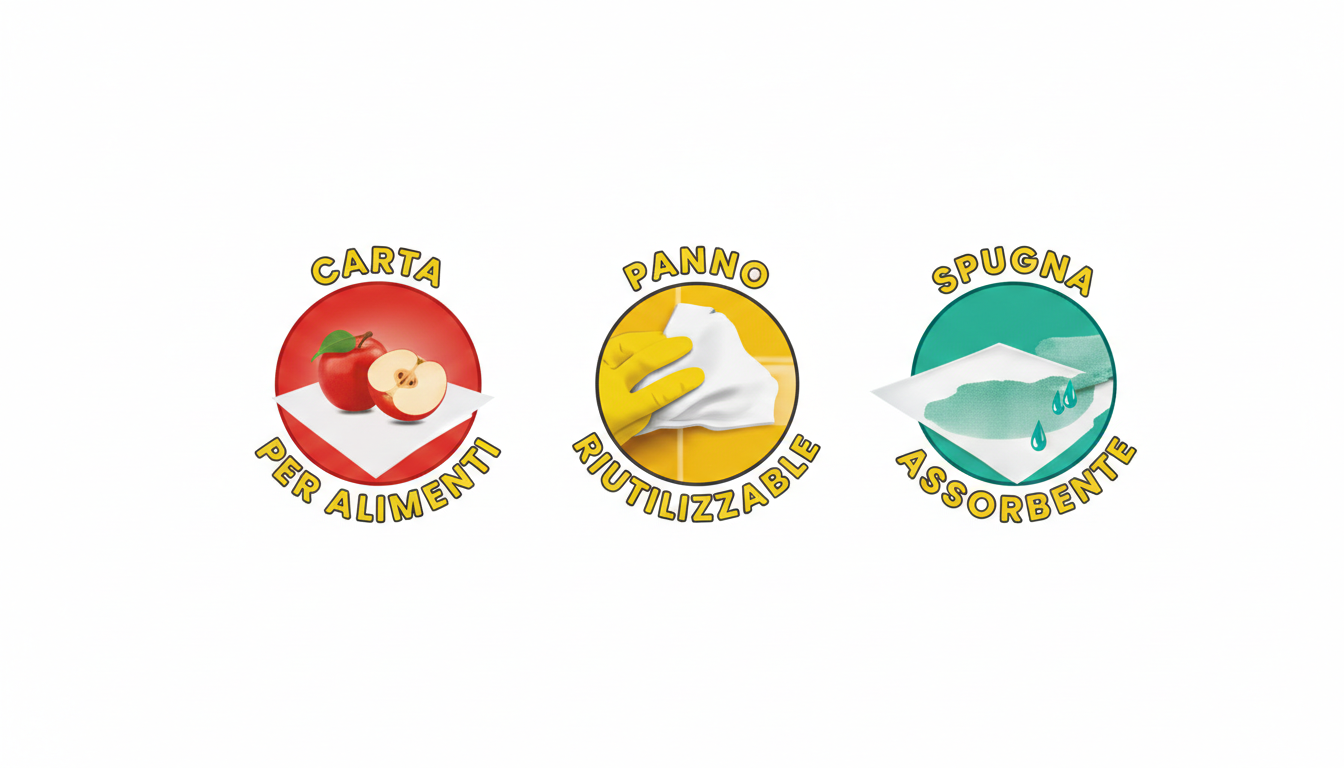 Tutto Pannocarta 3in1 Asciugatutto 2 Rotoli | Funzione Carta, Panno e Spugna | Ultraresistente anche da Bagnato | Lavabile in Lavatrice e Riutilizzabile