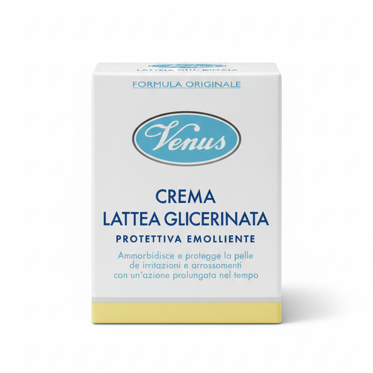 Venus Crema Lattea Glicerinata 50 ml – Trattamento Protettivo Viso con Glicerina 15% e Latte Sterile