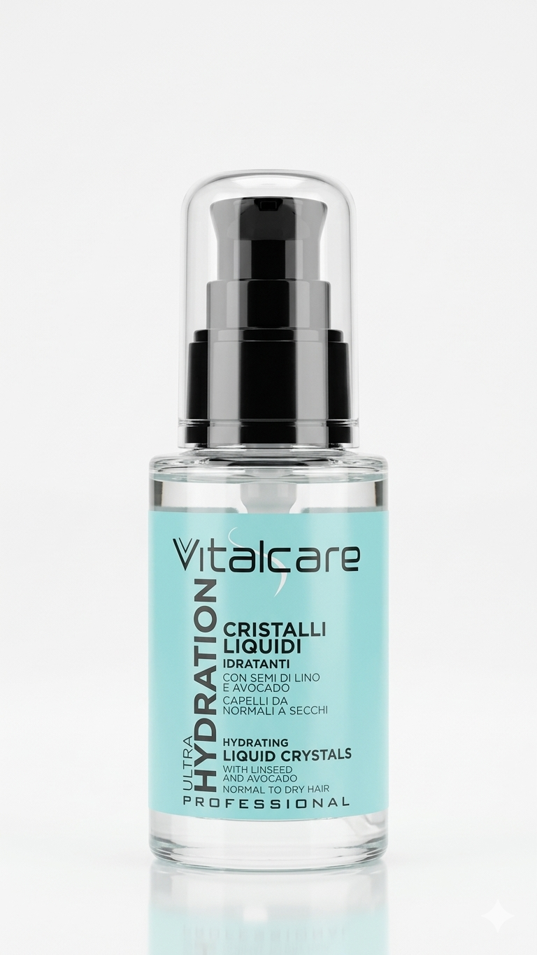 VitalCare Ultra Hydration Cristalli Liquidi Idratanti 50 ml | Formula con Olio di Avocado e Semi di Lino | Per Capelli Secchi e Normali | Effetto Seta e Lucentezza Immediata