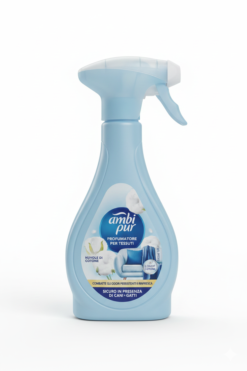 Ambi Pur Profumatore Tessuti Spray 385ml | Tecnologia OdourClear Elimina Odori | Dermatologicamente Testato | Per Divani, Tende, Tappeti e Abiti | 3 Fragranze
