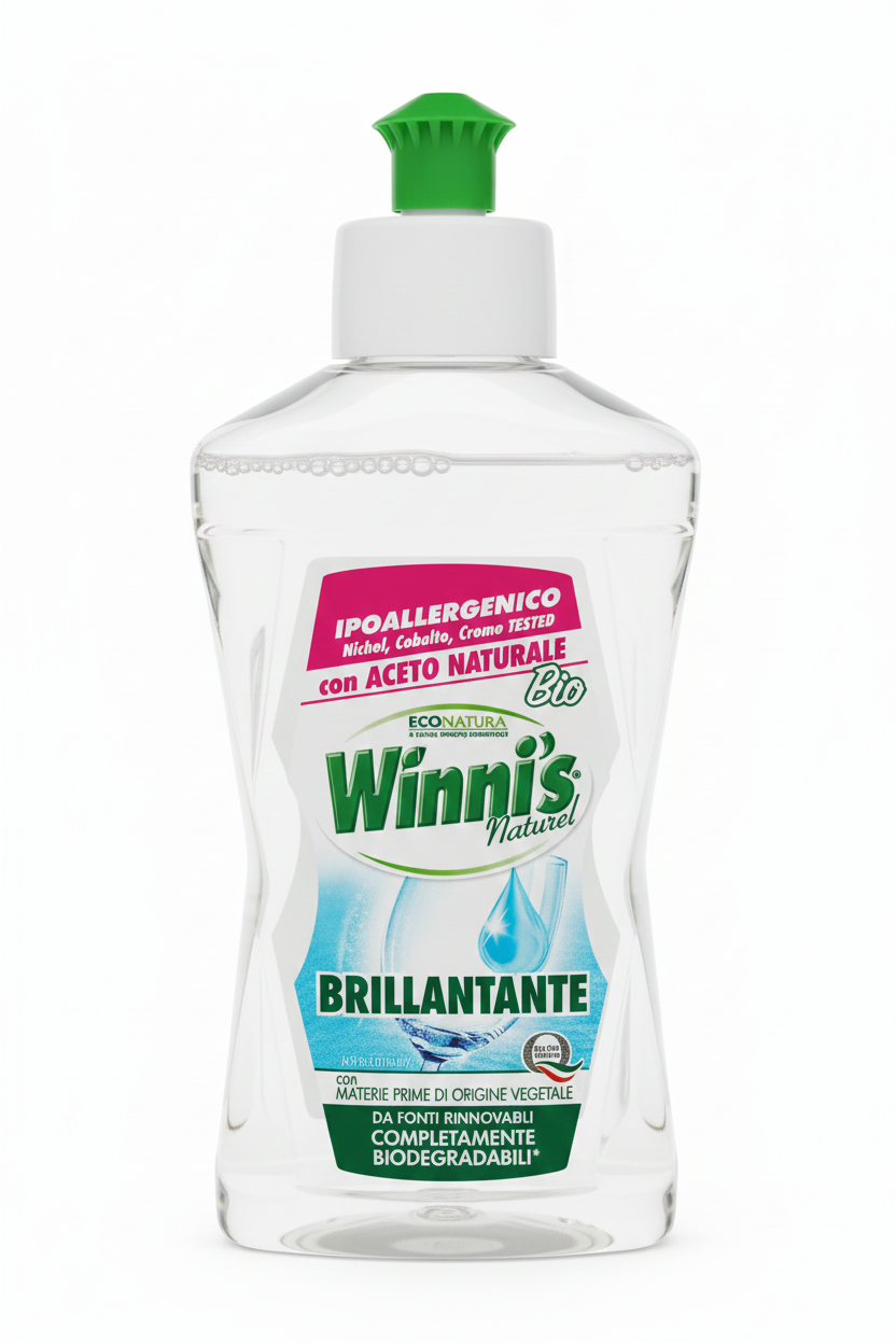 Winni's Naturel Brillantante Ipoallergenico 250ml – Con Aceto Bio e Materie Prime Vegetali – Testato Nichel, Cobalto e Cromo