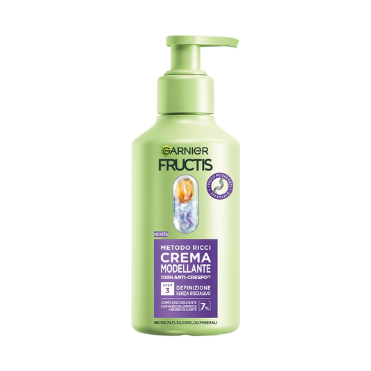 Garnier Fructis Metodo Ricci Crema Modellante (260ml) – Step 3 Definizione Senza Risciacquo con Acido Ialuronico e Burro di Karité – Anti-Crespo