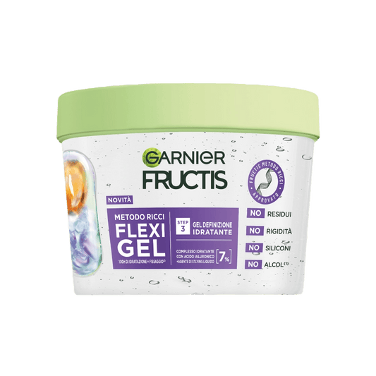 Garnier Fructis Metodo Ricci Flexi Gel 370ml – Step 3 Definizione e Idratazione 100h – Con Acido Ialuronico – Fissaggio Naturale