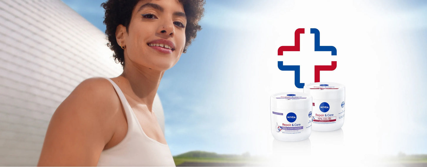 NIVEA Repair & Care Crema Rigenerante Senza Profumo 400ml – Sollievo Immediato 72H con 10% Glicerina e Pantenolo per Viso, Corpo e Mani