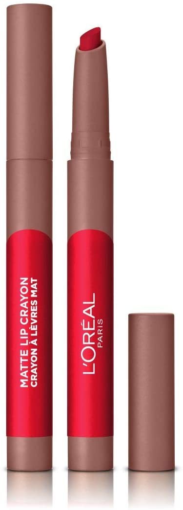 L'Oréal Paris Matte Crayon Rossetto Matitone – Finish Ultra Opaco e Comfort Estremo – Formula Waterproof No-Transfer con Olio di Jojoba e Vitamine per Labbra Definite 24H