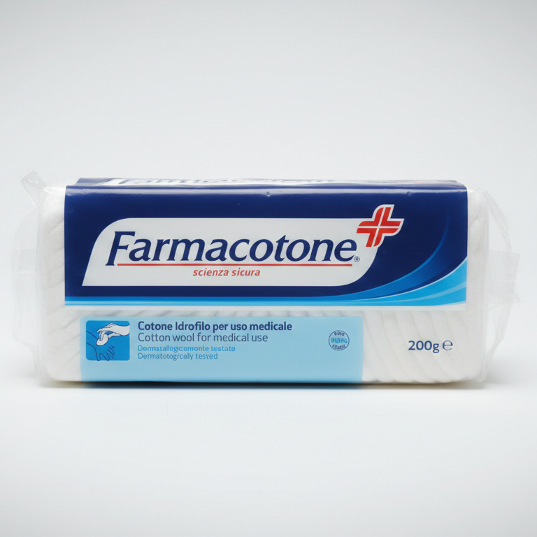 Farmacotone Cotone Idrofilo 200g | 100% Puro Cotone Uso Medico | Dermatologicamente Testato | Sbiancato con Ossigeno Senza Cloro