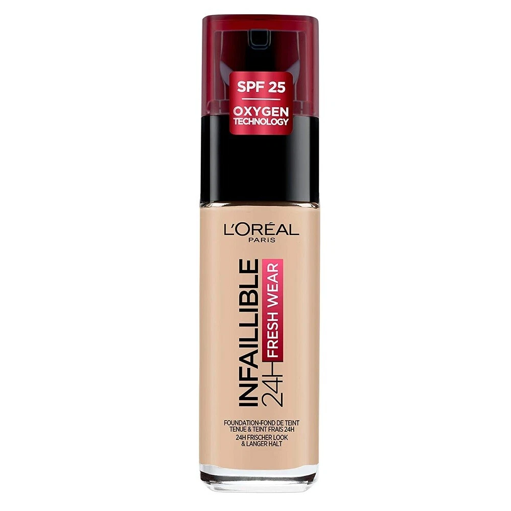 L'Oréal Paris Infaillible 32H Fresh Wear Fondotinta Fluido Idratante con Vitamina C e SPF 25 – La Soluzione Coprente e Ultra-Traspirante a Lunga Tenuta Non-Stop